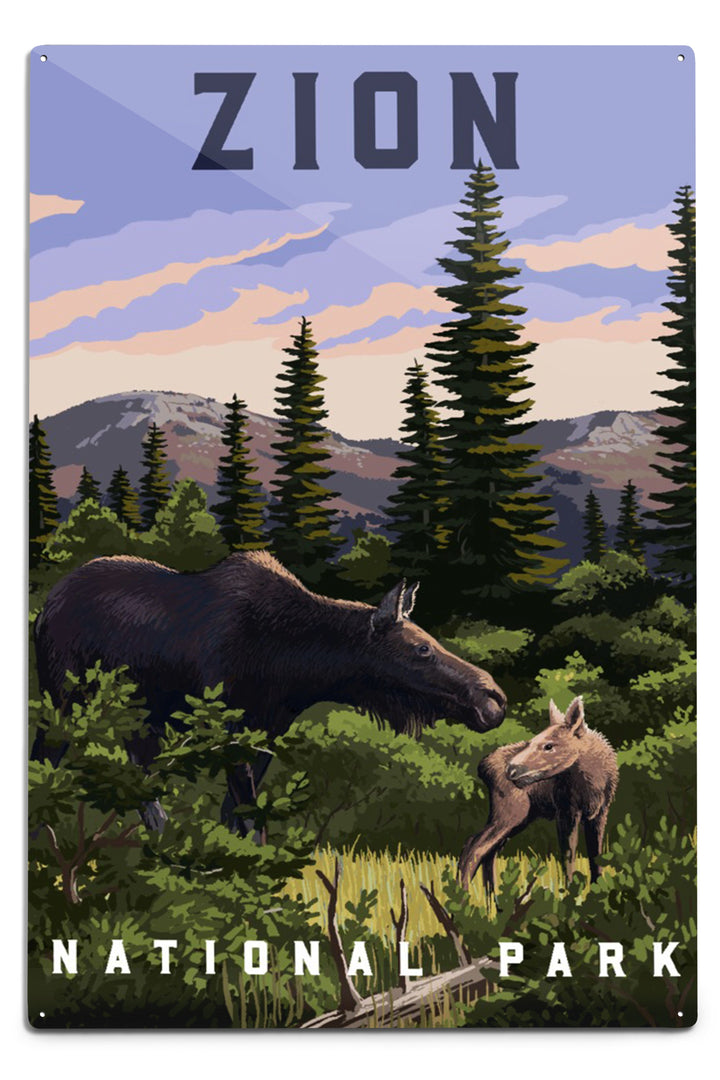 Zion National Park, Moose Scene, Metal Signs Metal Lantern Press 6 x 9 Metal Sign 