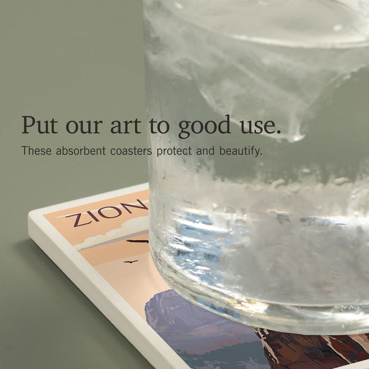 Zion National Park, Utah, Angels Landing and Condors, Coasters Coasters Lantern Press 