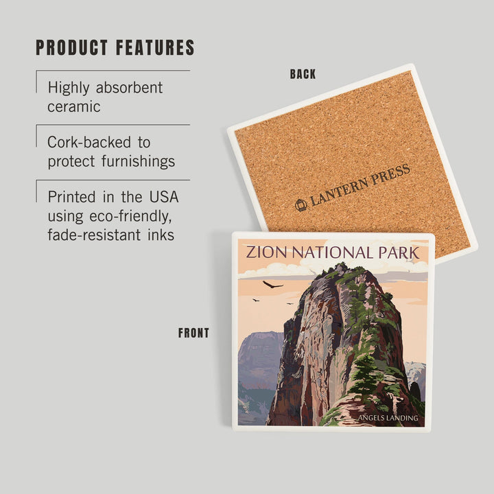 Zion National Park, Utah, Angels Landing and Condors, Coasters Coasters Lantern Press 