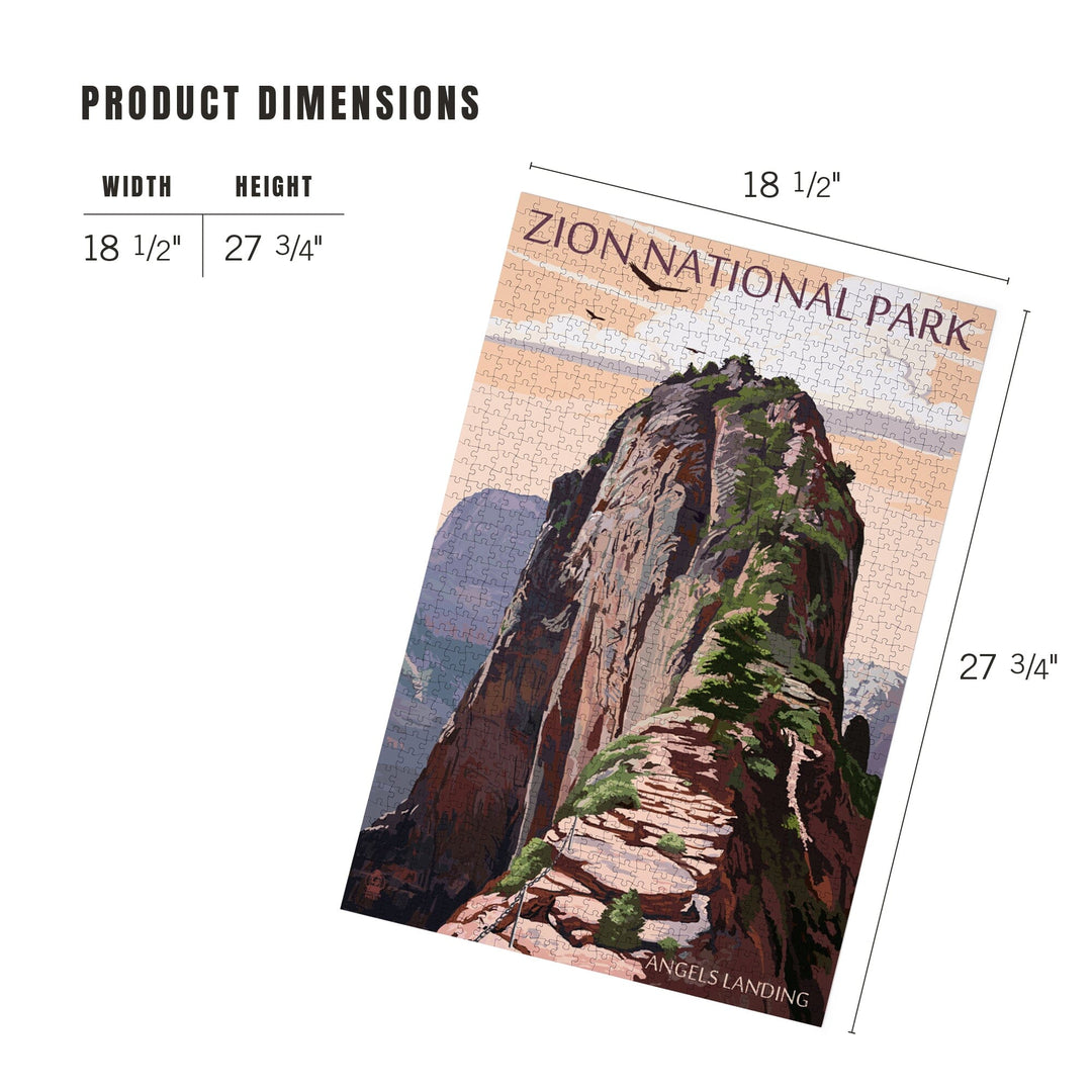 Zion National Park, Utah, Angels Landing and Condors, Jigsaw Puzzle Puzzle Lantern Press 
