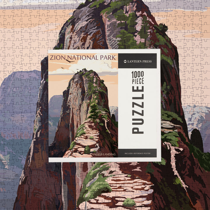 Zion National Park, Utah, Angels Landing and Condors, Jigsaw Puzzle Puzzle Lantern Press 