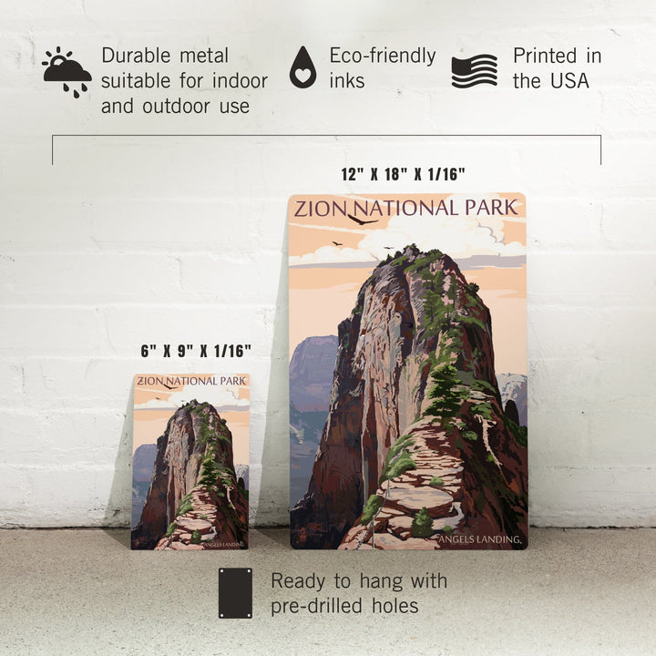 Zion National Park, Utah, Angels Landing and Condors, Metal Signs Metal Lantern Press 