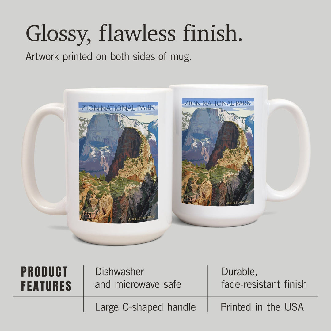 Zion National Park, Utah, Angels Landing, Ceramic Mug Mugs Lantern Press 