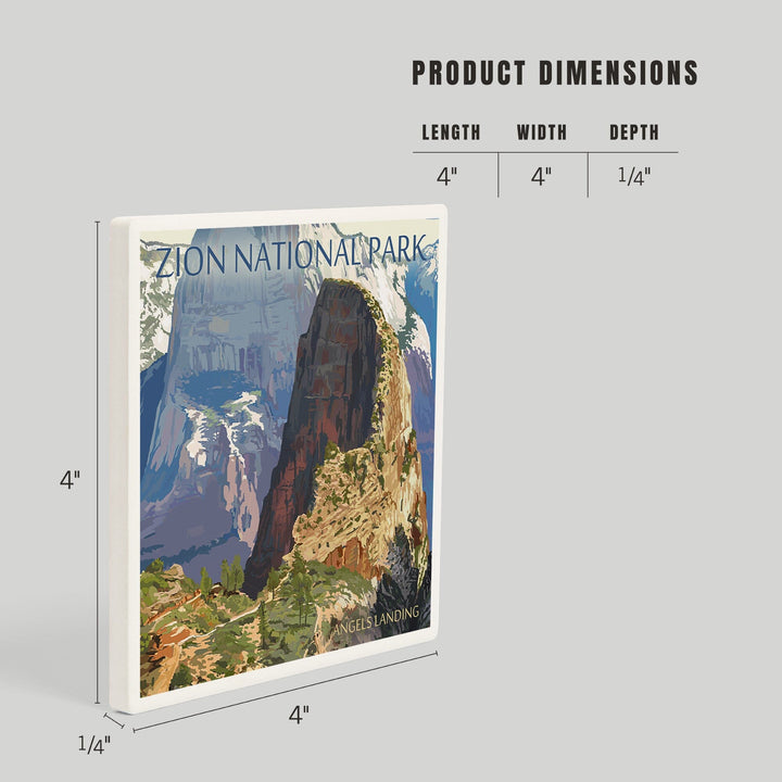 Zion National Park, Utah, Angels Landing, Coasters Coasters Lantern Press 