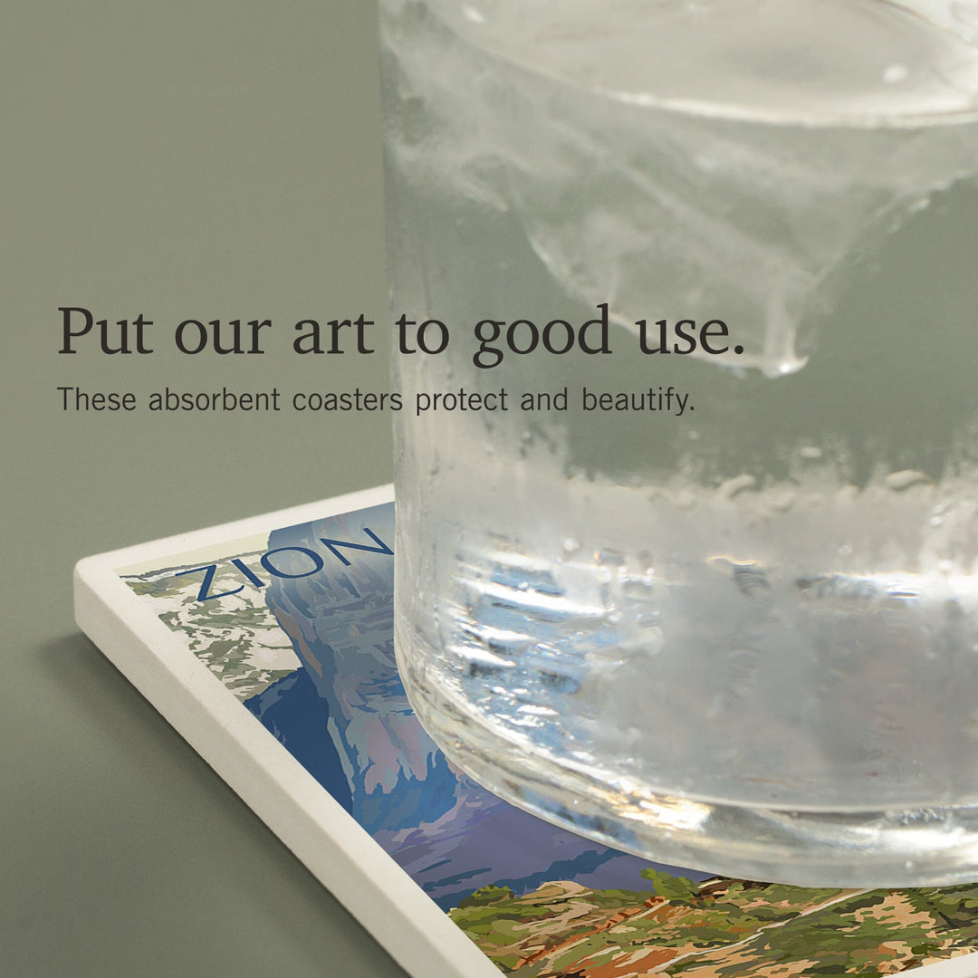 Zion National Park, Utah, Angels Landing, Coasters Coasters Lantern Press 