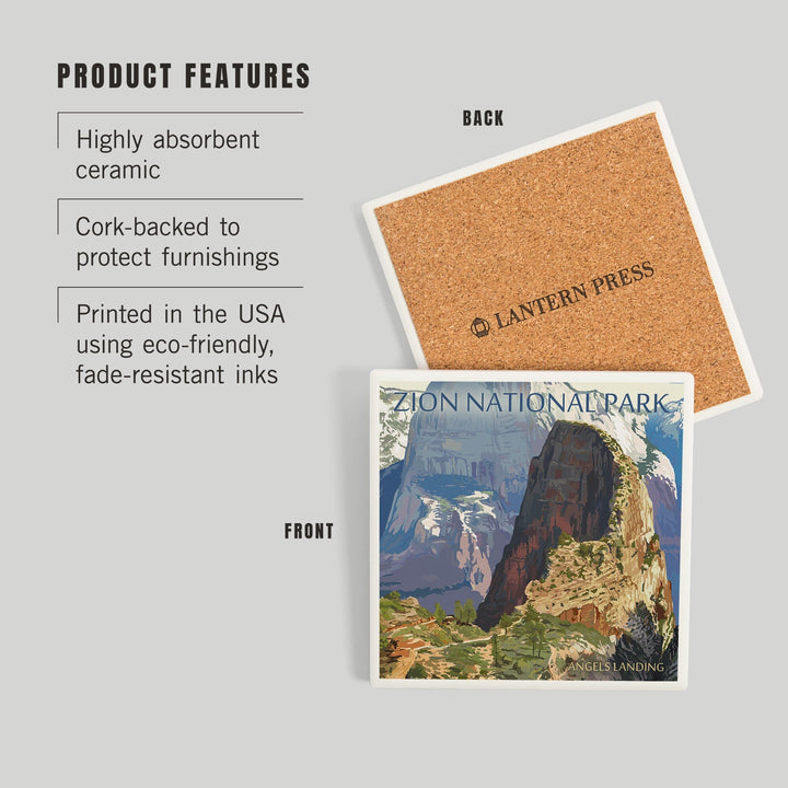 Zion National Park, Utah, Angels Landing, Coasters Coasters Lantern Press 