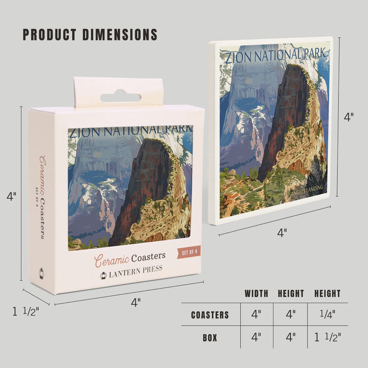 Zion National Park, Utah, Angels Landing, Coasters Coasters Lantern Press 