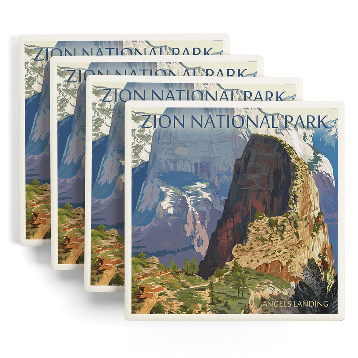Zion National Park, Utah, Angels Landing, Coasters Coasters Lantern Press 