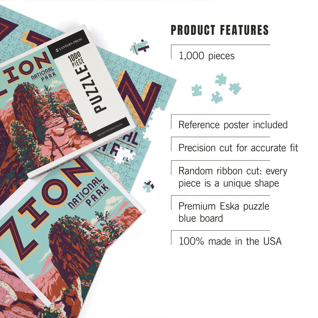 Zion National Park, Utah, Angel's Landing, Explorer Series, Jigsaw Puzzle Puzzle Lantern Press 