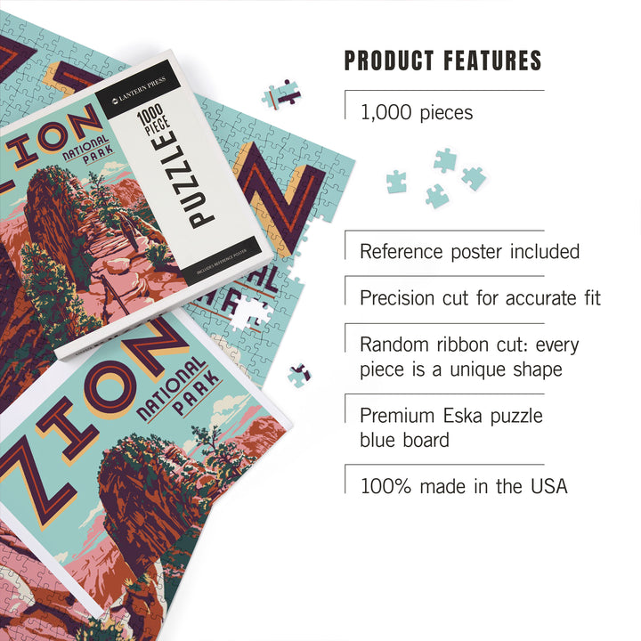 Zion National Park, Utah, Angel's Landing, Explorer Series, Jigsaw Puzzle Puzzle Lantern Press 