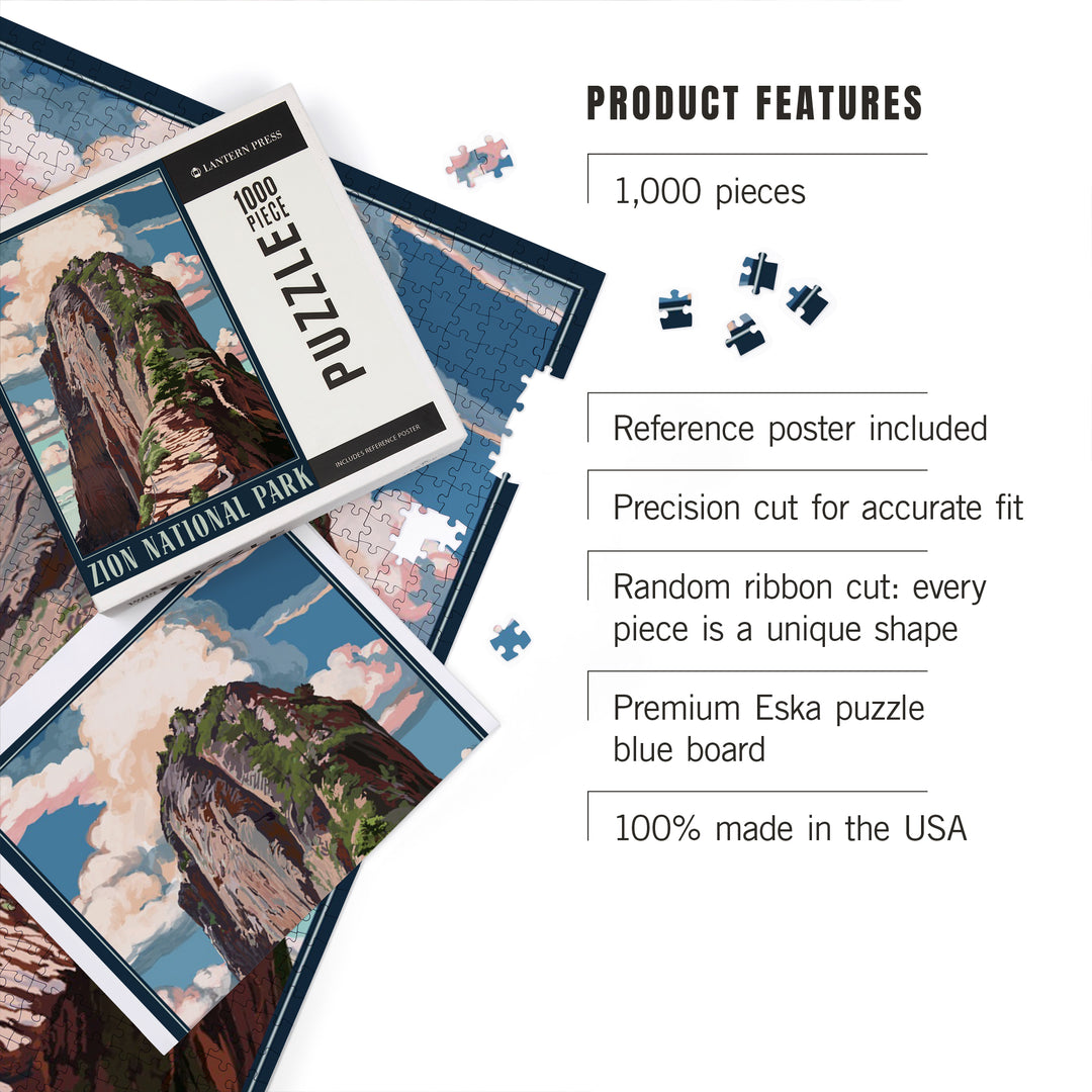Zion National Park, Utah, Angels Landing, Jigsaw Puzzle Puzzle Lantern Press 