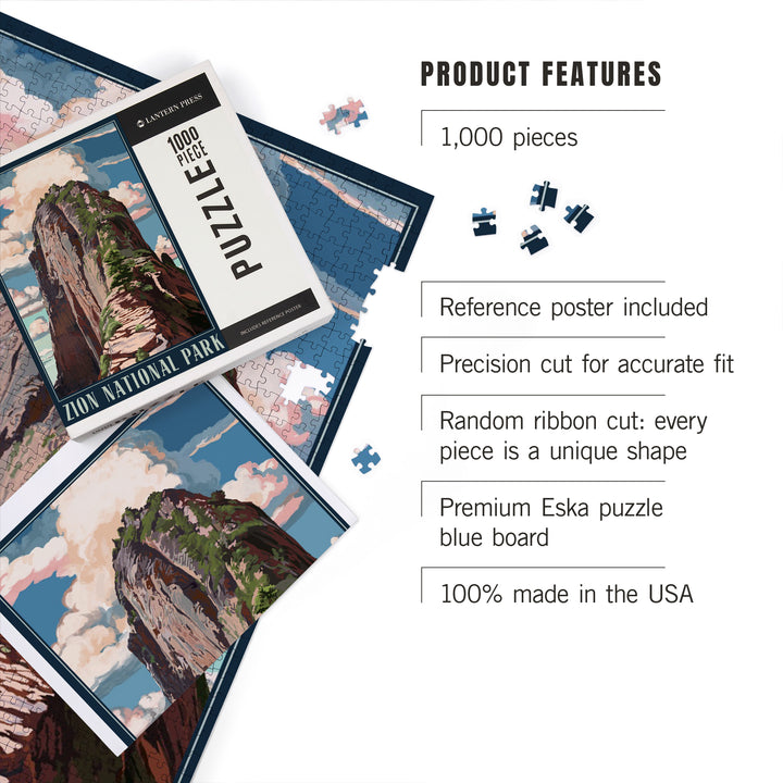 Zion National Park, Utah, Angels Landing, Jigsaw Puzzle Puzzle Lantern Press 
