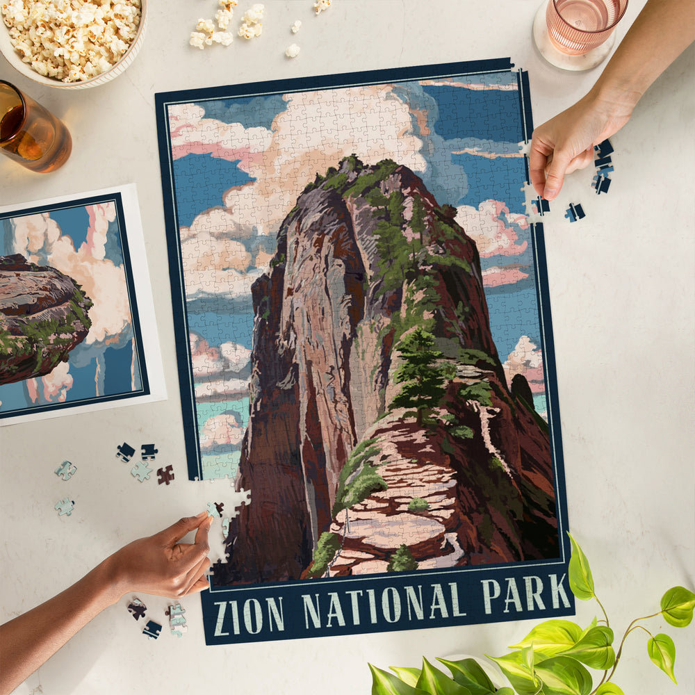 Zion National Park, Utah, Angels Landing, Jigsaw Puzzle Puzzle Lantern Press 