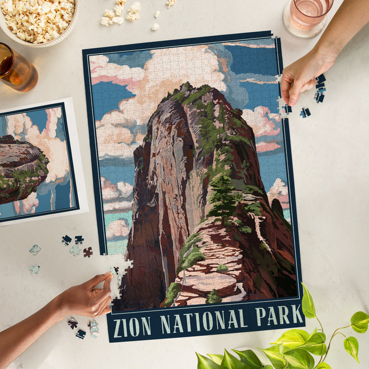 Zion National Park, Utah, Angels Landing, Jigsaw Puzzle Puzzle Lantern Press 