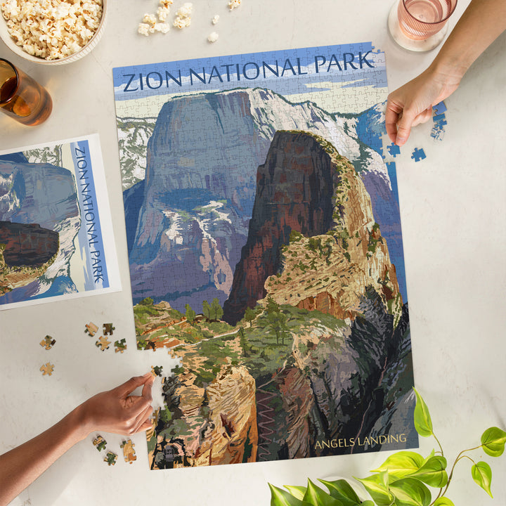 Zion National Park, Utah, Angels Landing, Jigsaw Puzzle Puzzle Lantern Press 