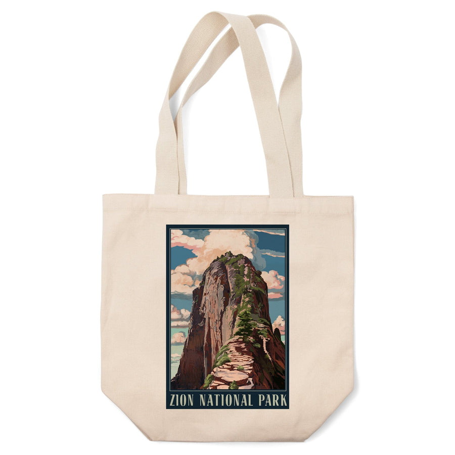 Zion National Park, Utah, Angels Landing, Lantern Press Artwork, Tote Bag Totes Lantern Press 