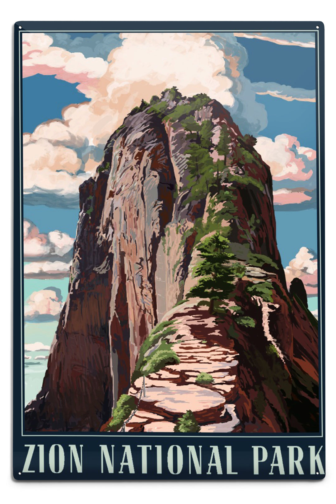 Zion National Park, Utah, Angels Landing, Metal Signs Metal Lantern Press 12x18 Metal Sign 