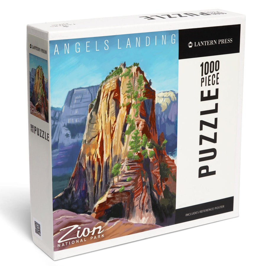 Zion National Park, Utah, Angels Landing, Namedrop, Oil Painting, Jigsaw Puzzle Puzzle Lantern Press 