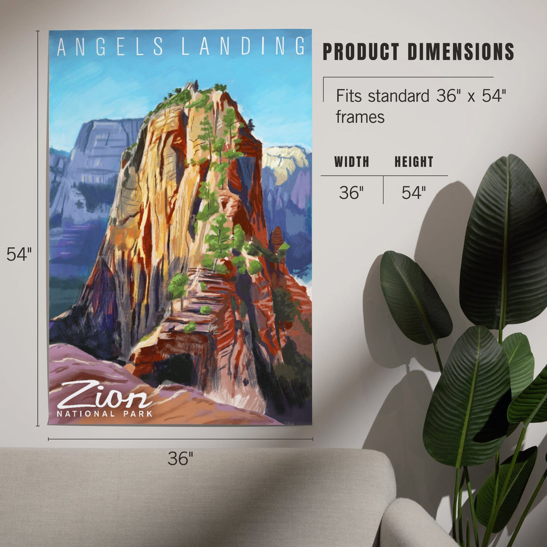Zion National Park, Utah, Angels Landing, Oil Painting, Art & Giclee Prints Art Lantern Press 