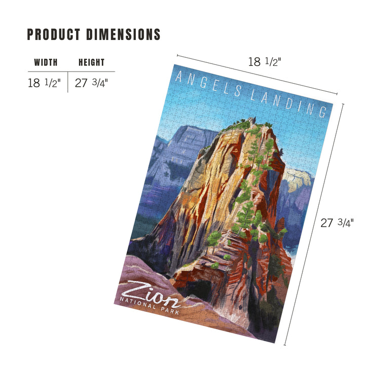 Zion National Park, Utah, Angels Landing, Oil Painting, Jigsaw Puzzle Puzzle Lantern Press 