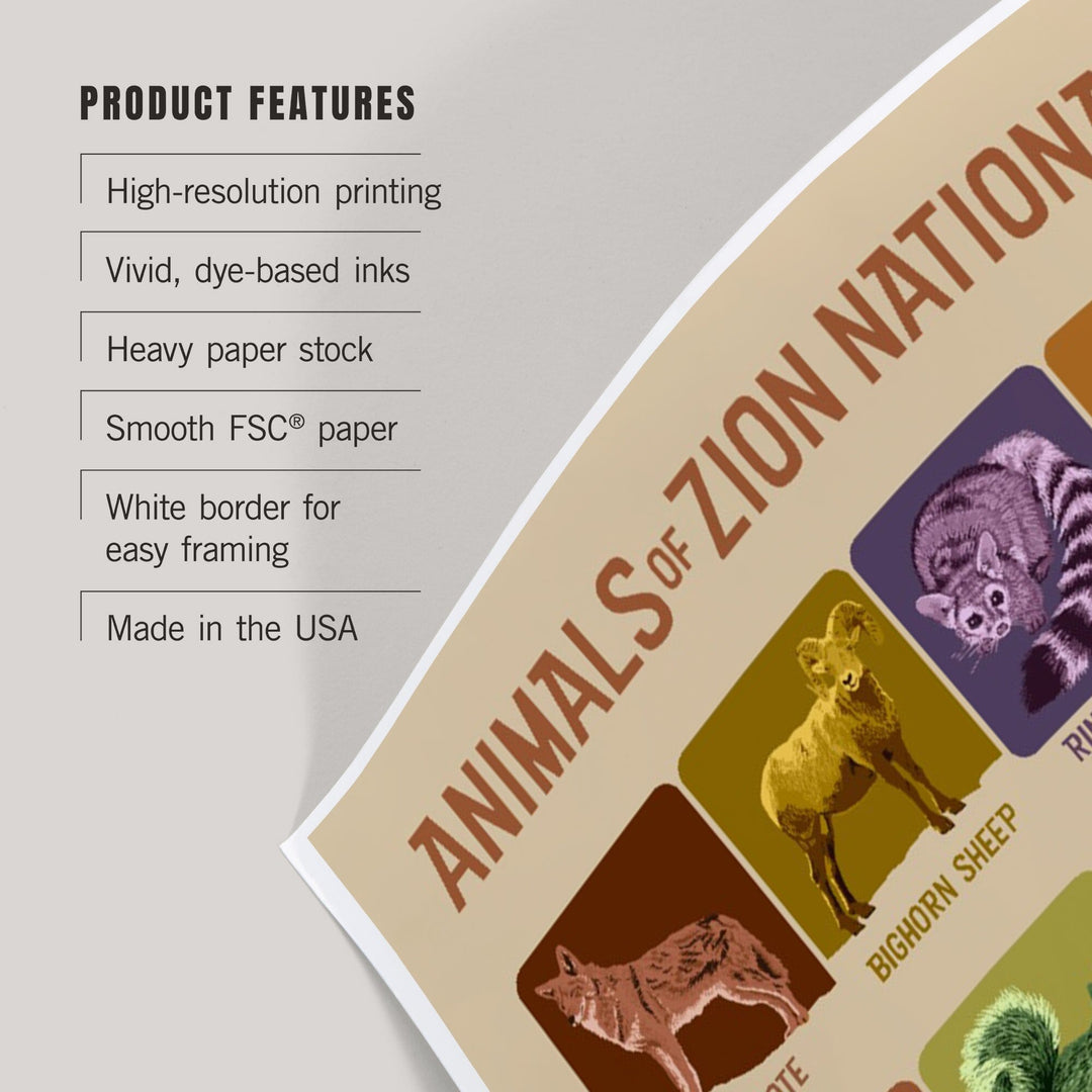 Zion National Park, Utah, Animals of Zion, Art & Giclee Prints Art Lantern Press 