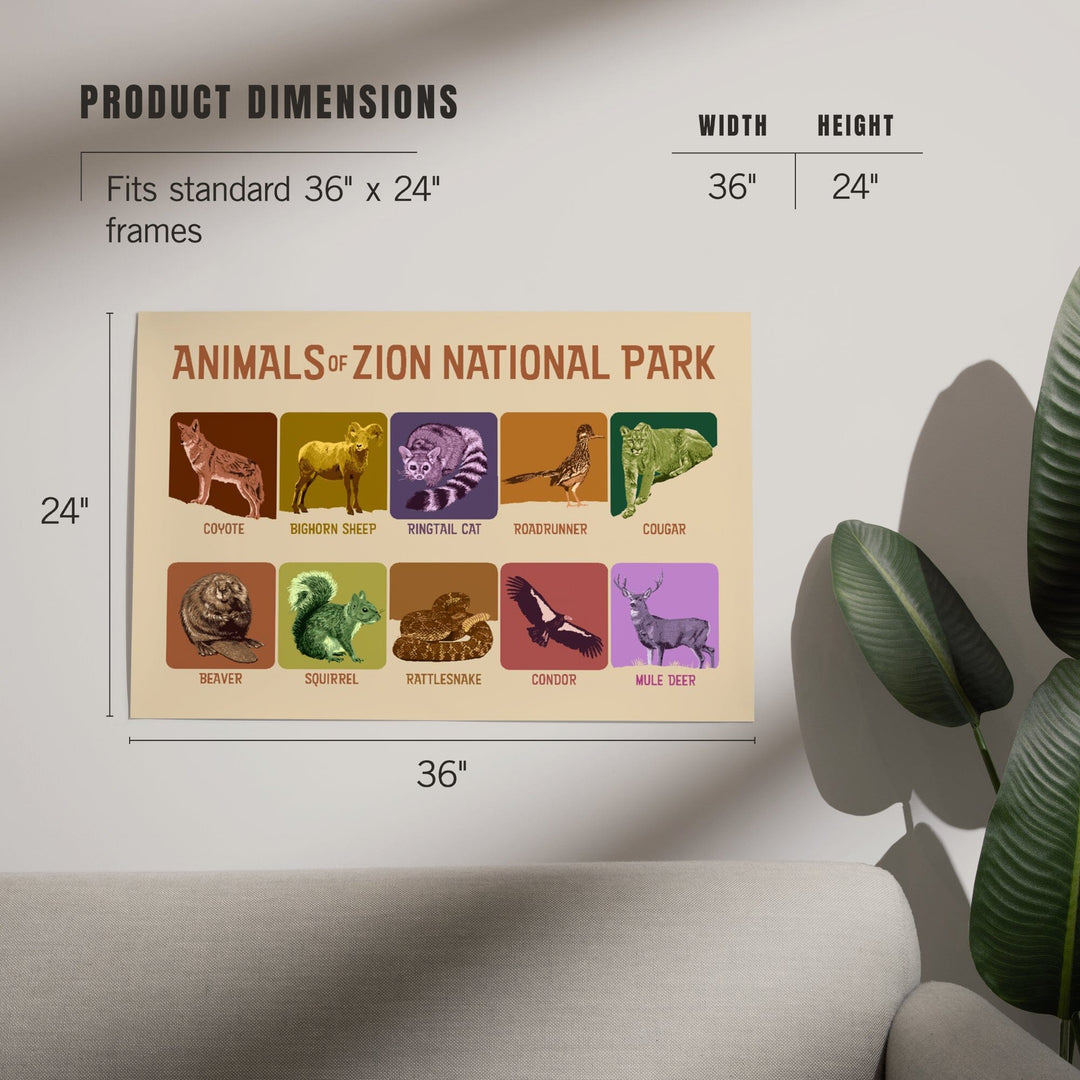 Zion National Park, Utah, Animals of Zion, Art & Giclee Prints Art Lantern Press 