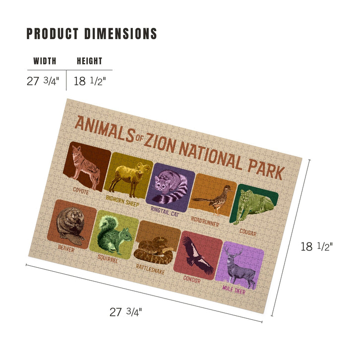 Zion National Park, Utah, Animals of Zion, Jigsaw Puzzle Puzzle Lantern Press 