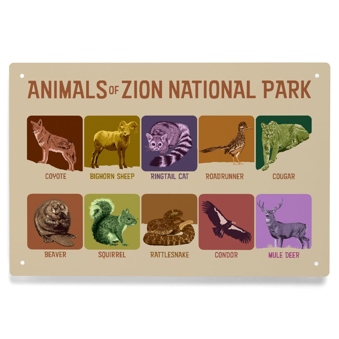 Zion National Park, Utah, Animals of Zion, Metal Signs Metal Lantern Press 