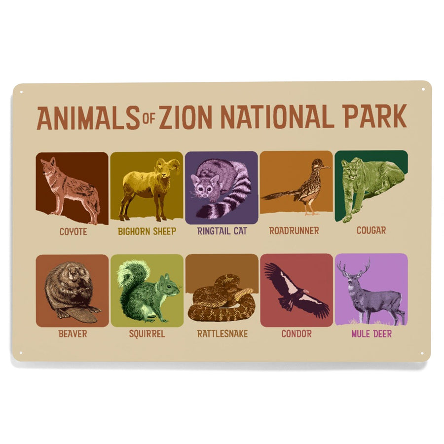Zion National Park, Utah, Animals of Zion, Metal Signs Metal Lantern Press 
