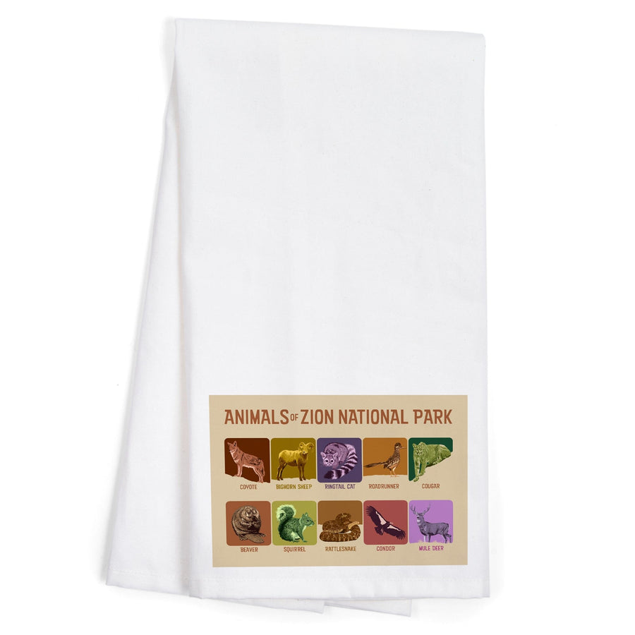 Zion National Park, Utah, Animals of Zion, Organic Cotton Kitchen Tea Towels Kitchen Lantern Press 