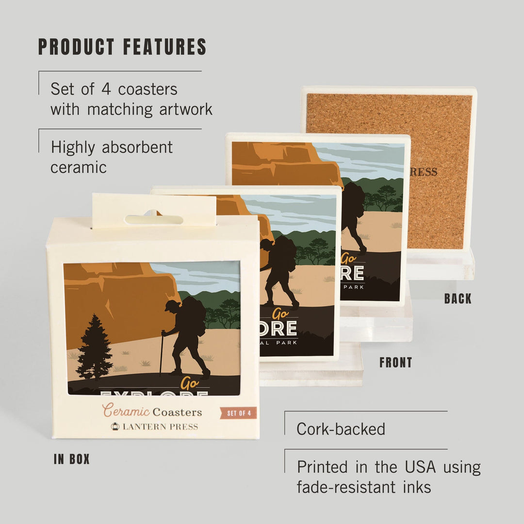 Zion National Park, Utah, Go Explore, Backpacker, Coasters Coasters Lantern Press 