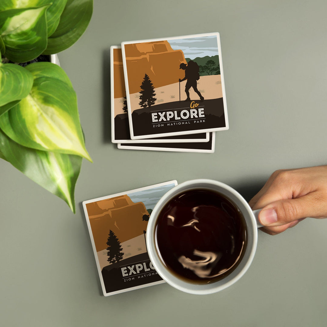 Zion National Park, Utah, Go Explore, Backpacker, Coasters Coasters Lantern Press 