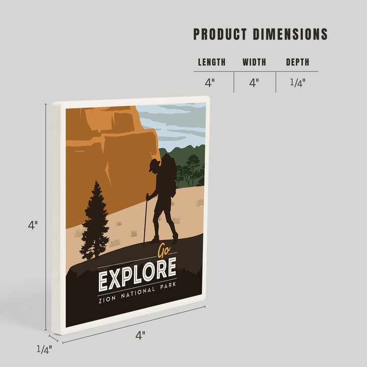 Zion National Park, Utah, Go Explore, Backpacker, Coasters Coasters Lantern Press 