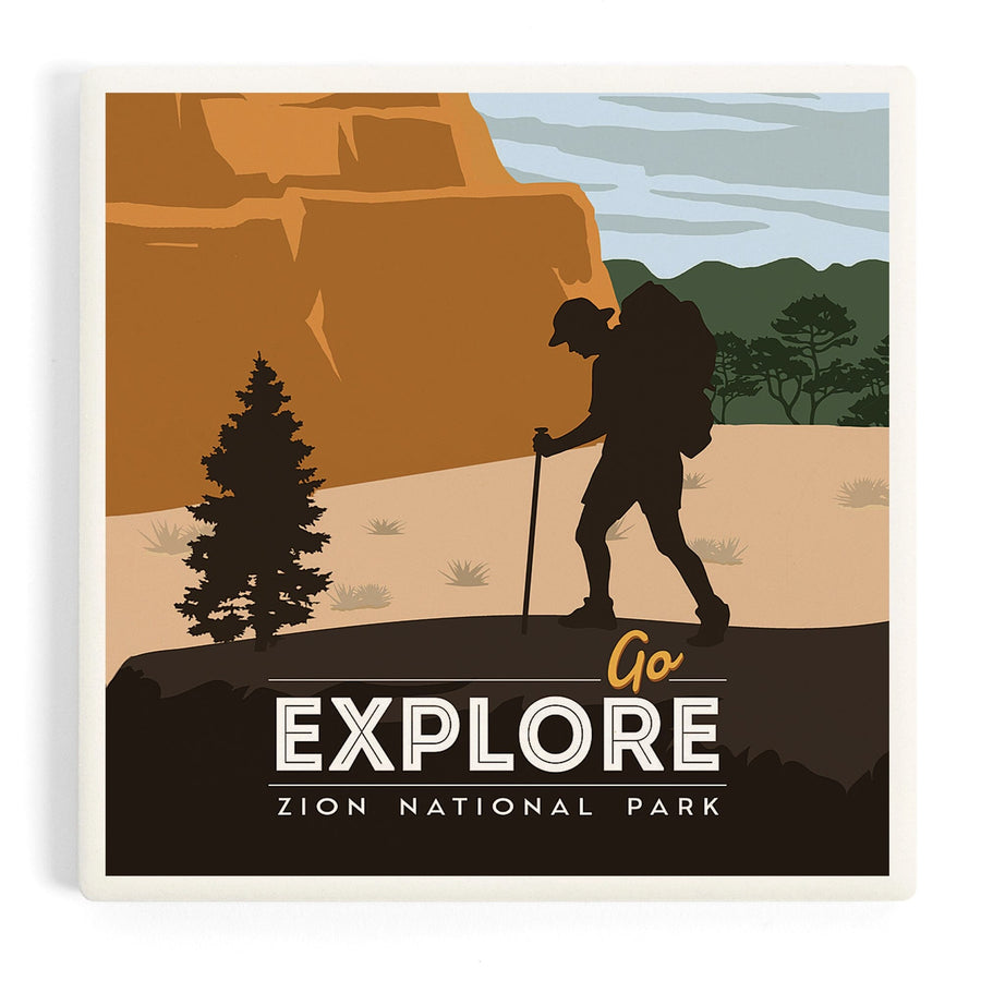 Zion National Park, Utah, Go Explore, Backpacker, Coasters Coasters Lantern Press 