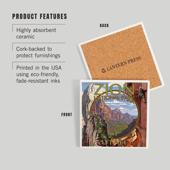 Zion National Park, Utah, Montage Views, Coasters Coasters Lantern Press 