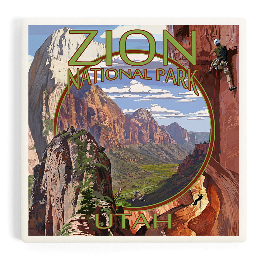 Zion National Park, Utah, Montage Views, Coasters Coasters Lantern Press 