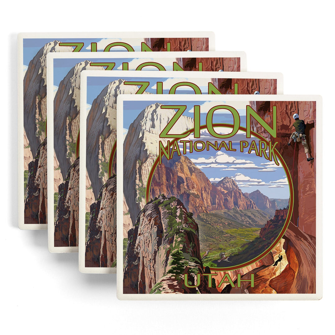 Zion National Park, Utah, Montage Views, Coasters Coasters Lantern Press 