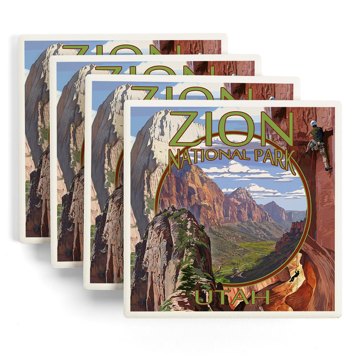 Zion National Park, Utah, Montage Views, Coasters Coasters Lantern Press 