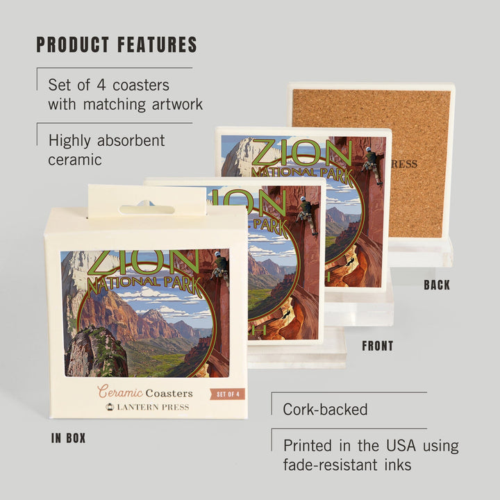 Zion National Park, Utah, Montage Views, Coasters Coasters Lantern Press 