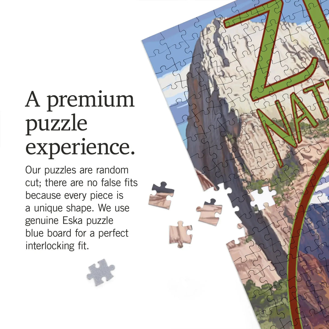 Zion National Park, Utah, Montage Views, Jigsaw Puzzle Puzzle Lantern Press 