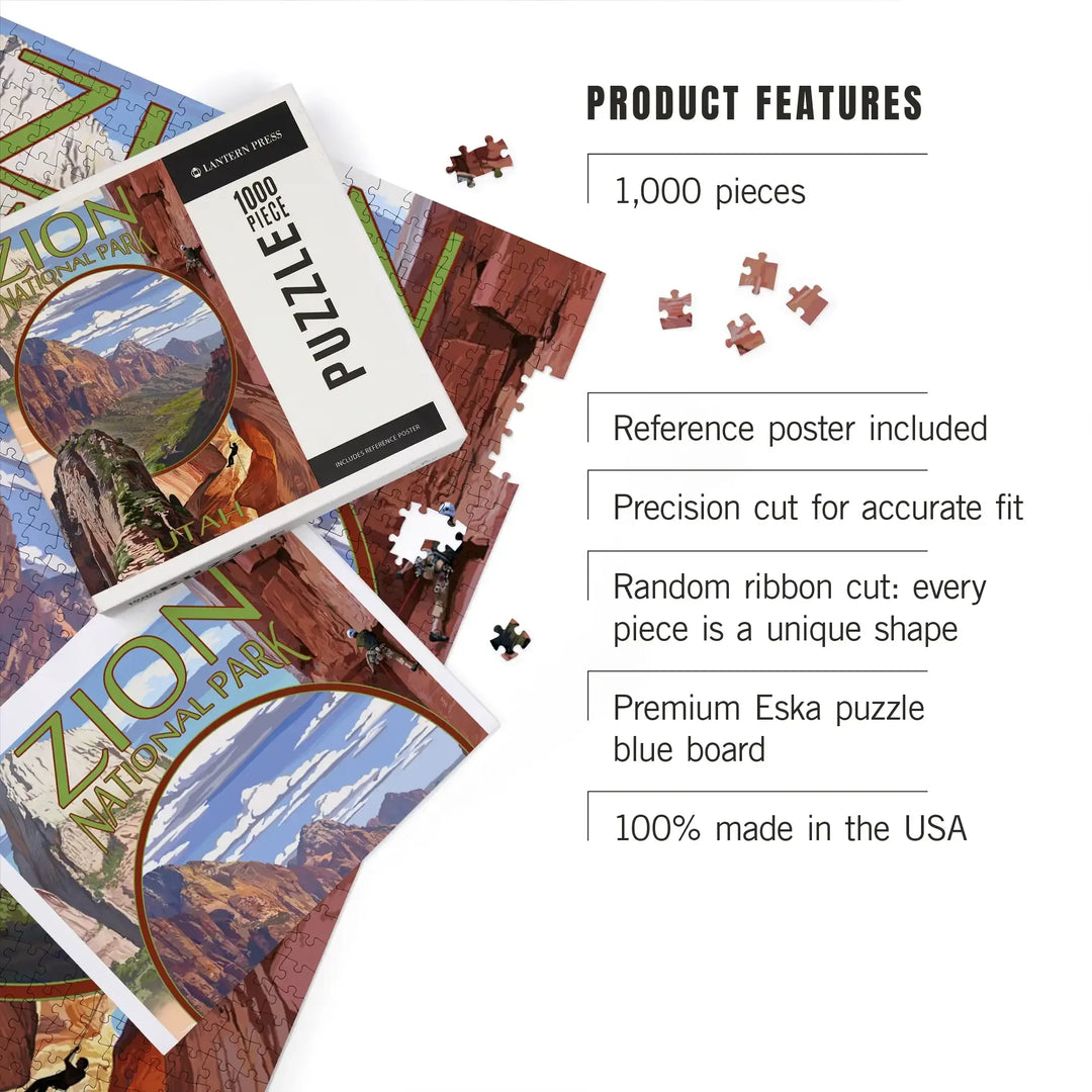Zion National Park, Utah, Montage Views, Jigsaw Puzzle Puzzle Lantern Press 