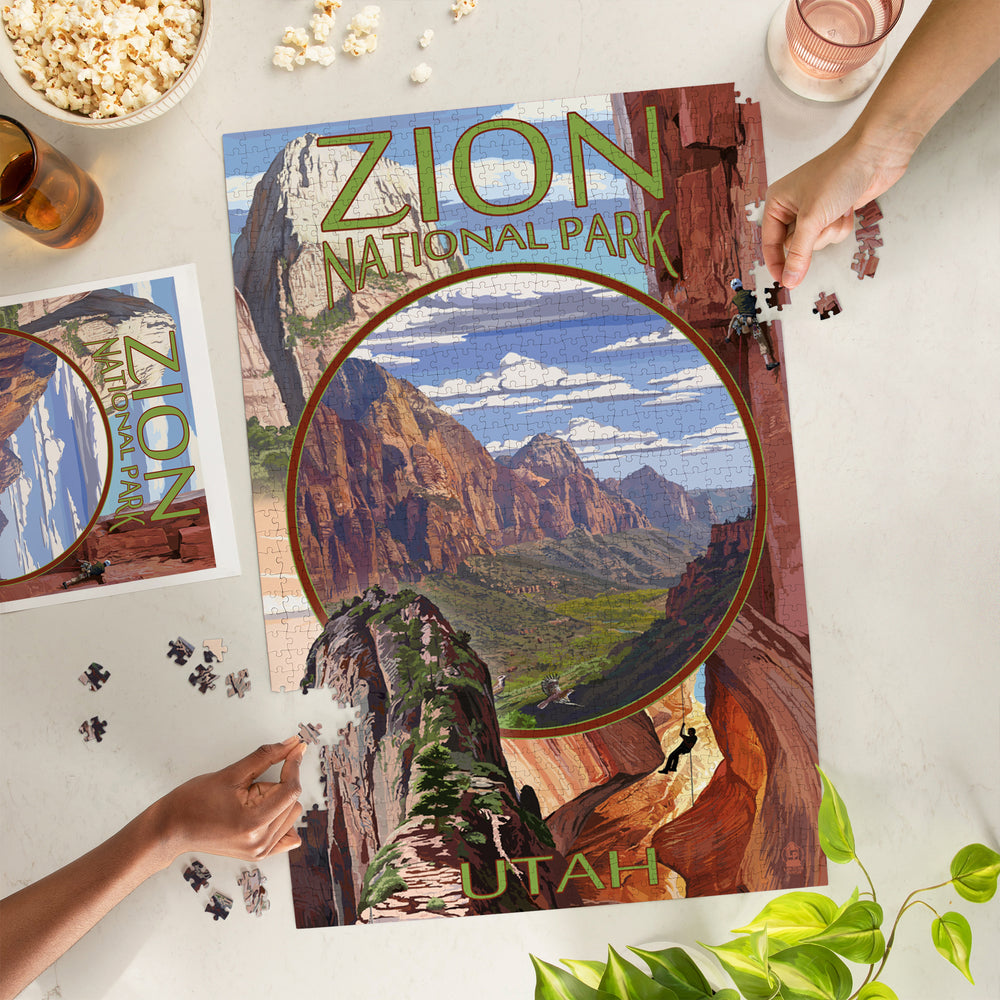 Zion National Park, Utah, Montage Views, Jigsaw Puzzle Puzzle Lantern Press 