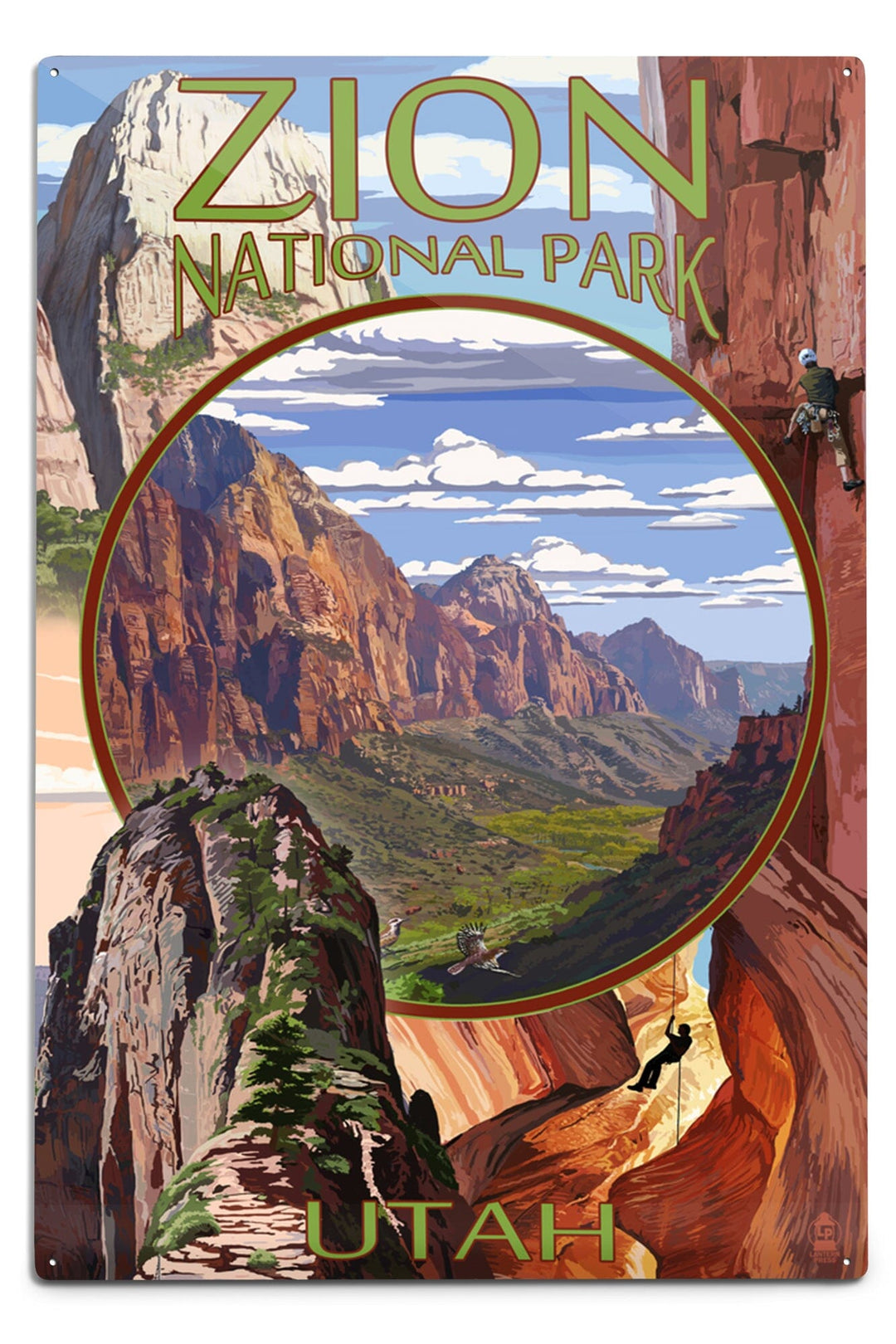 Zion National Park, Utah, Montage Views, Metal Signs Metal Lantern Press 12x18 Metal Sign 