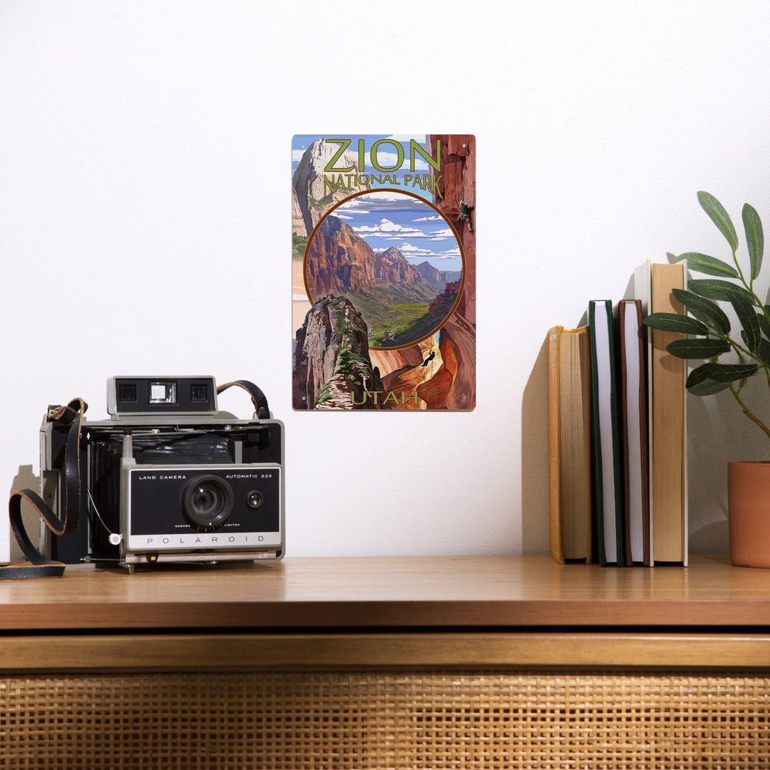 Zion National Park, Utah, Montage Views, Metal Signs Metal Lantern Press 