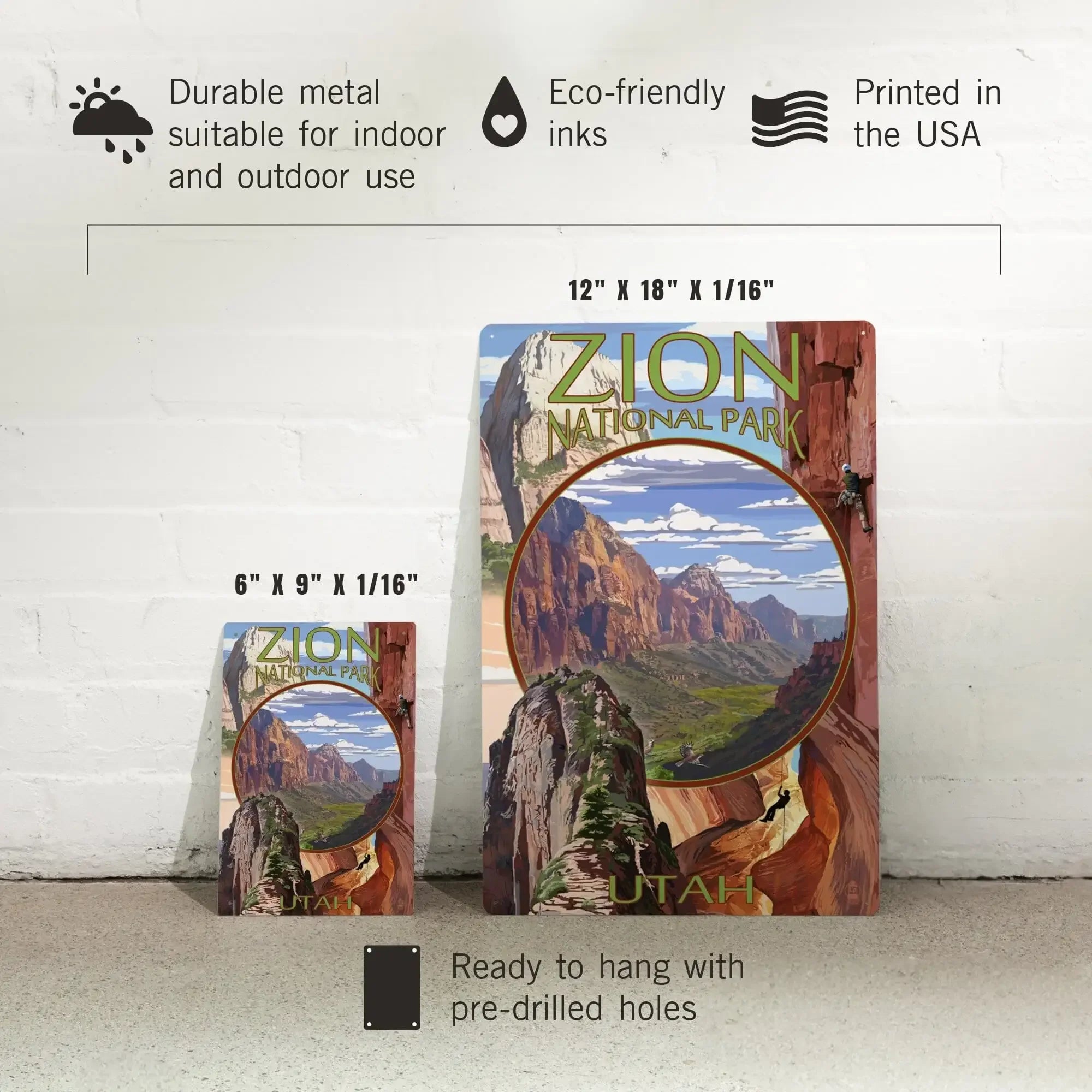Zion National Park, Utah, Montage Views metal signs – Lantern Press