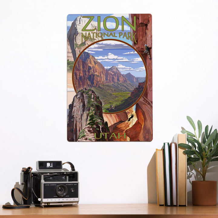 Zion National Park, Utah, Montage Views, Metal Signs Metal Lantern Press 