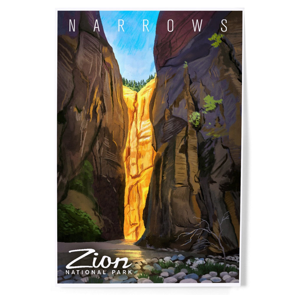 Zion National Park, Utah, Narrows, Oil Painting, Art & Giclee Prints Art Lantern Press 8 x 12 Art Print 