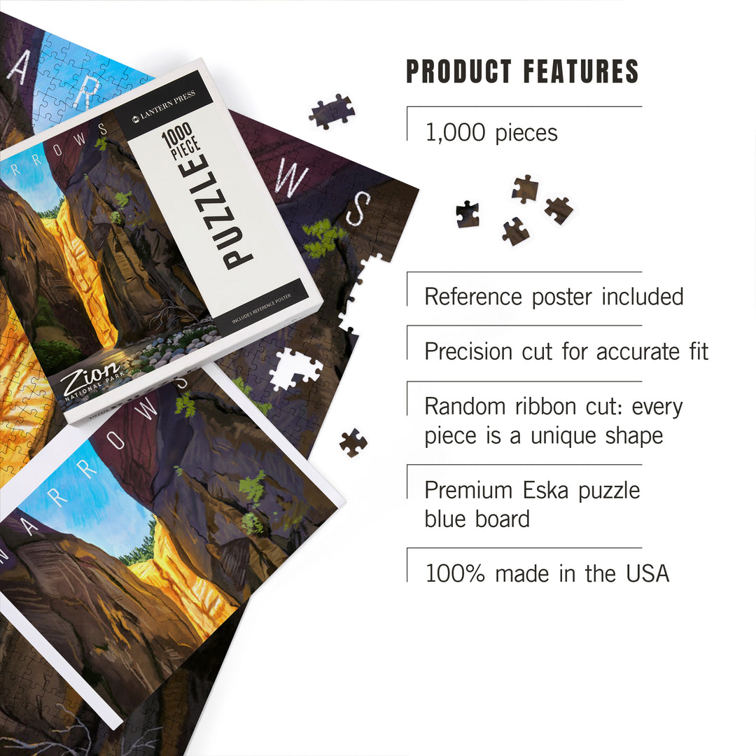 Zion National Park, Utah, Narrows, Oil Painting, Jigsaw Puzzle Puzzle Lantern Press 