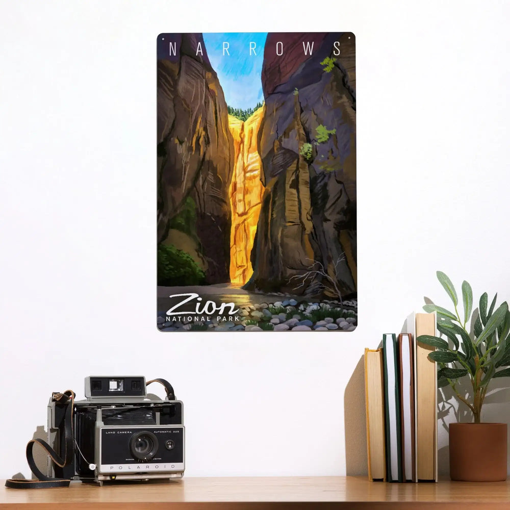 Zion National Park, Utah, Narrows, Oil Painting, Metal Signs Metal Lantern Press 