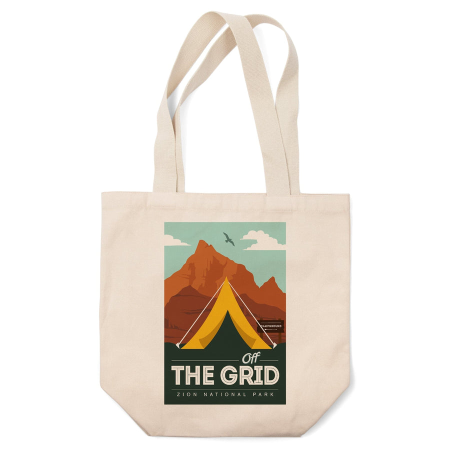 Zion National Park, Utah, Off the Grid, Tent, Lantern Press Artwork, Tote Bag Totes Lantern Press 